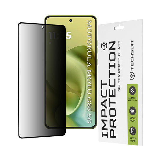 Privacy Techsuit Screen Protector for Motorola Moto G86, Tempered Glass, Full Glue, 111D