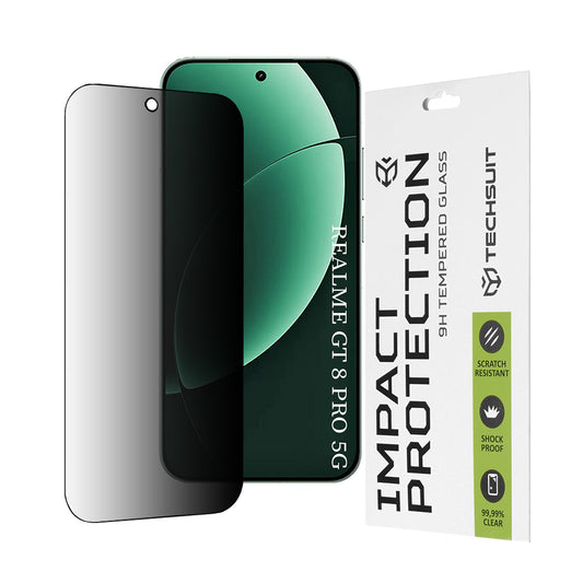 Προστατευτική Μεμβράνη Οθόνης Privacy Techsuit για Realme GT 8 Pro, Ενισχυμένο Γυαλί, Full Glue, 111D
