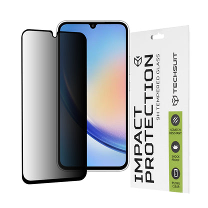 Privacy Techsuit Screen Protector Film for Samsung Galaxy A34 A346, Tempered Glass, Full Glue, 111D