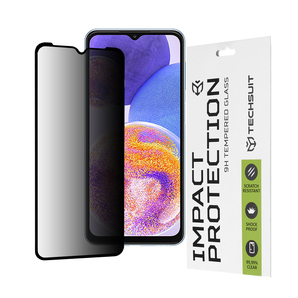 Προστατευτική μεμβράνη οθόνης Privacy Techsuit για Samsung Galaxy M13 M135 / F13 E135 / A23 5G A236 / A23 A235, Ασφαλισμένο γυαλί, Full Glue, 111D