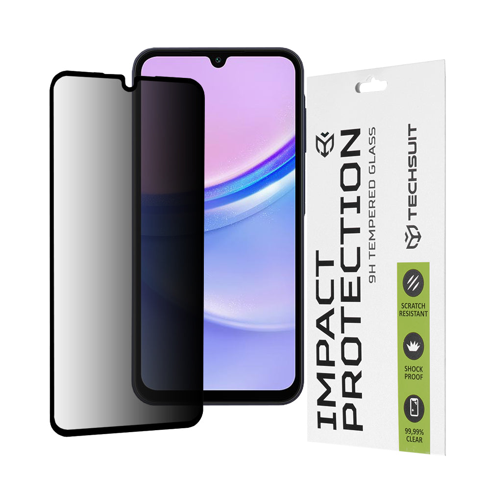 Προστατευτική μεμβράνη οθόνης Privacy Techsuit για Samsung Galaxy M15 / A15 5G A156 / A15 A155, Ασφαλισμένο γυαλί, Πλήρης κόλλα, 111D