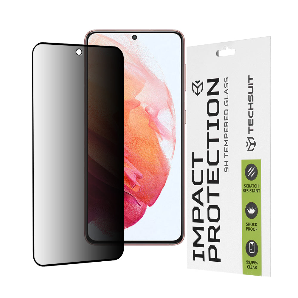 Προστατευτική μεμβράνη οθόνης Privacy Techsuit για Samsung Galaxy S21 5G G991, Ασφαλισμένο γυαλί, Πλήρης κόλλα, 111D