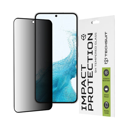 Privacy Techsuit Screen Protector Film for Samsung Galaxy S23 S911 / S22 5G S901, Tempered Glass, Full Glue, 111D