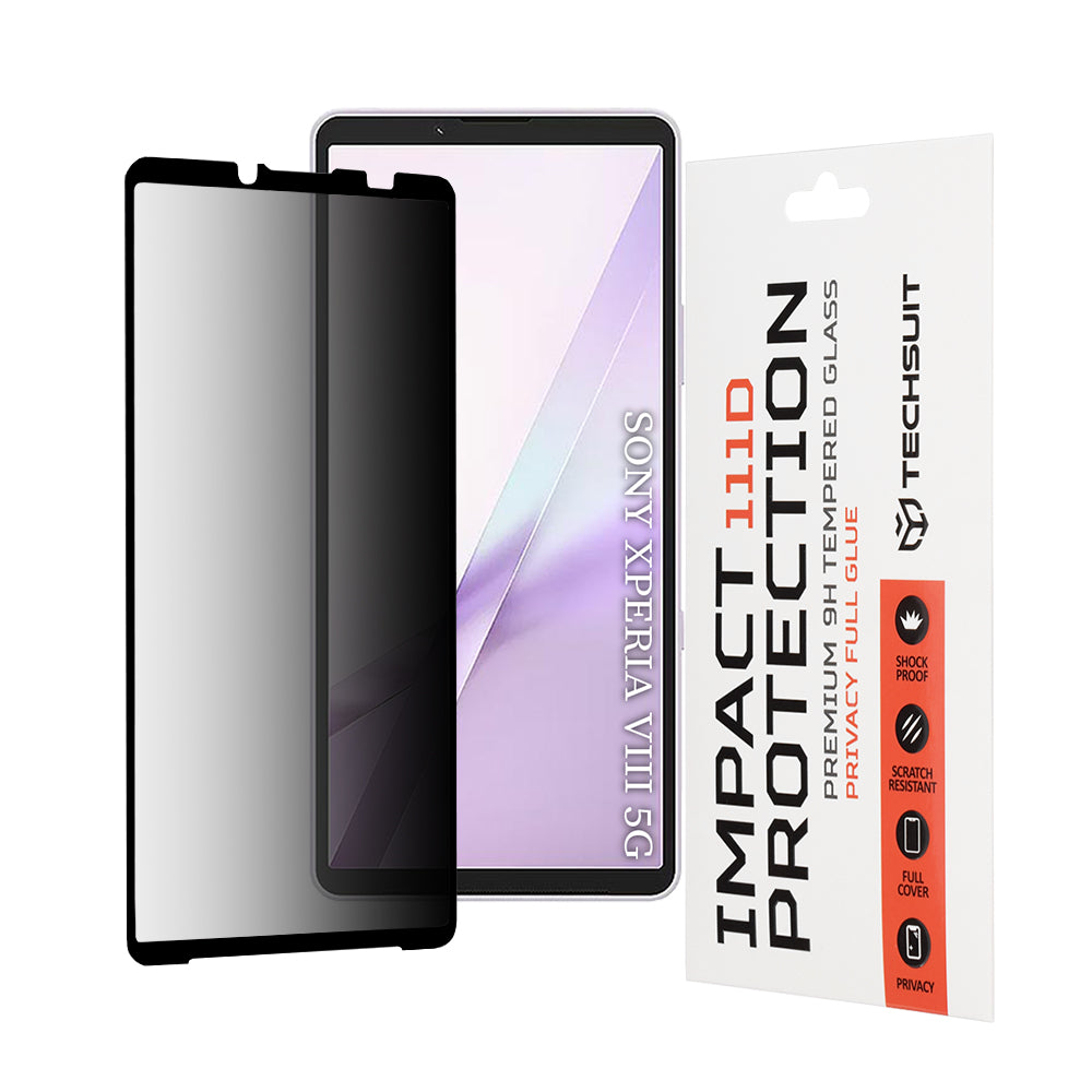 Προστατευτική μεμβράνη οθόνης Privacy Techsuit για Sony Xperia 10 VIII, Ασφαλισμένο γυαλί, Full Glue, 111D