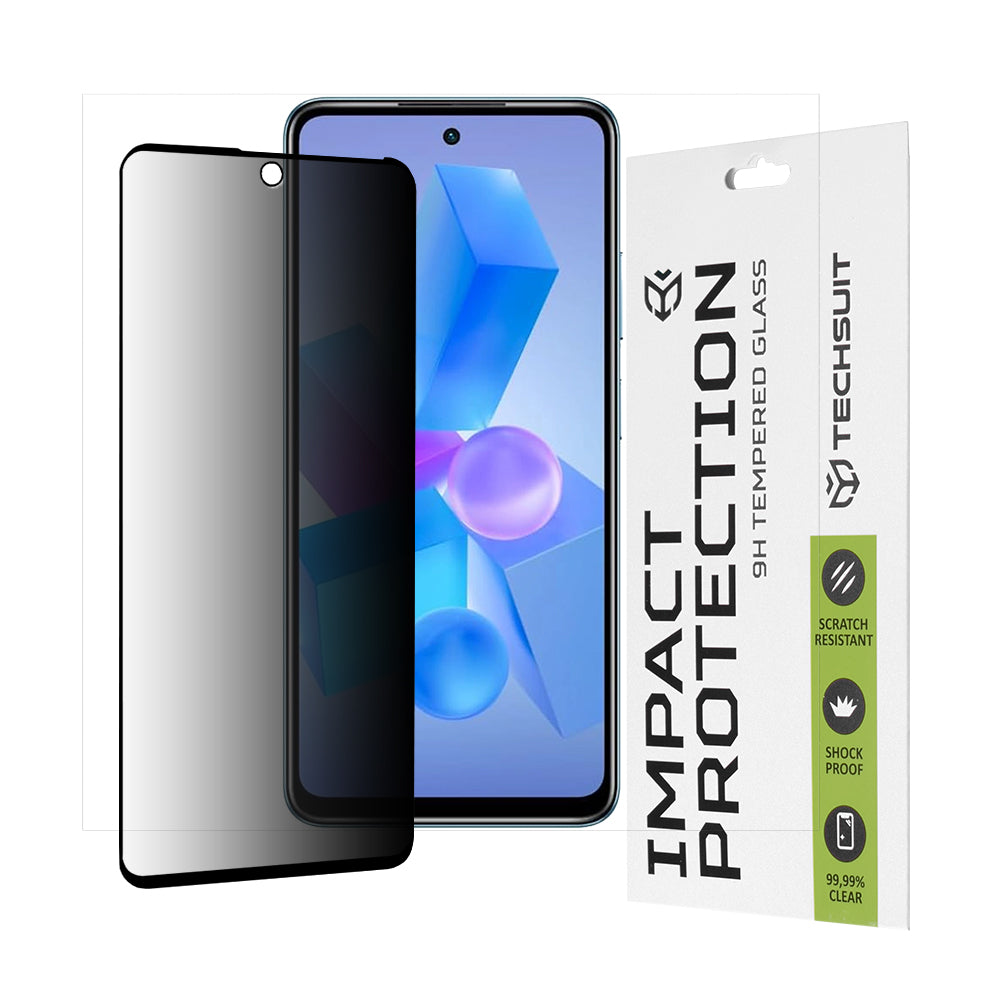 Privacy Techsuit Screen Protector for Tecno Spark 20 Pro / Pova 5 Pro / Hot 40 / Hot 40 Pro, Tempered Glass, Full Glue, 111D