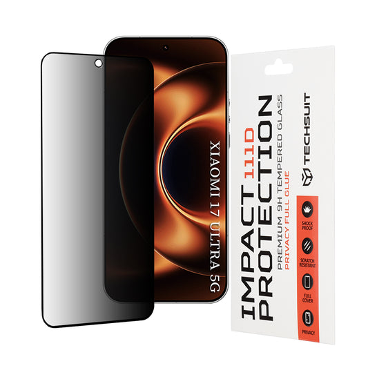 Προστατευτική Μεμβράνη Οθόνης Privacy Techsuit για Xiaomi 17 Ultra, Ενισχυμένο Γυαλί, Full Glue, 111D