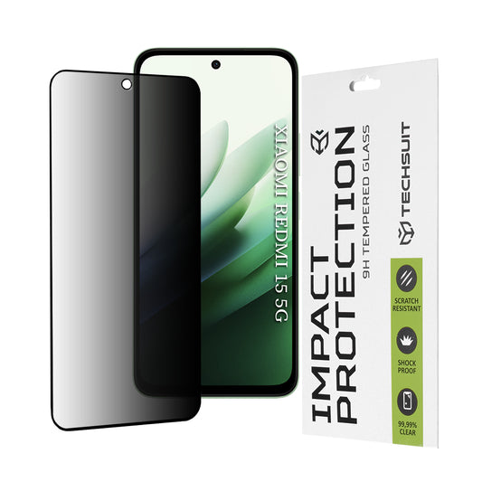 Privacy Techsuit Screen Protector for Xiaomi Redmi 15 5G / 15 4G, Tempered Glass, Full Glue, 111D