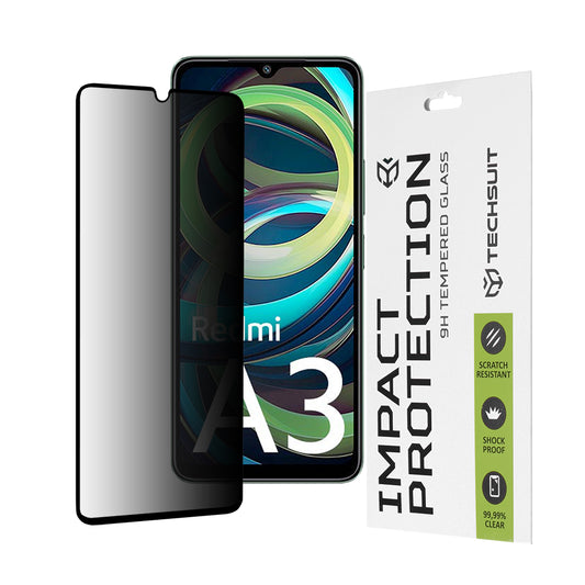 Προστατευτική μεμβράνη οθόνης Privacy Techsuit για Xiaomi Redmi A3x / A3, Ασφαλισμένο γυαλί, Πλήρης κόλλα, 111D