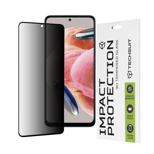 Προστατευτική μεμβράνη οθόνης Privacy Techsuit για Xiaomi Redmi Note 12 4G / Poco X5 / Note 12 5G, Ασφαλισμένο γυαλί, Full Glue, 111D