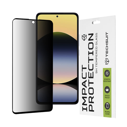 Προστατευτική μεμβράνη οθόνης Privacy Techsuit για Xiaomi Redmi Note 14 4G (Περιφερειακή) / Note 14 5G, Ασφαλισμένο γυαλί, Πλήρης κόλλα, 111D