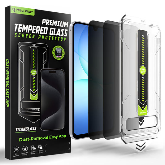 Προστατευτική μεμβράνη οθόνης Privacy Techsuit TitanGlass CrystalHD για Samsung Galaxy A17 5G A176, Ασφαλισμένο γυαλί, Πλήρης κόλλα, Σετ 2 τεμαχίων