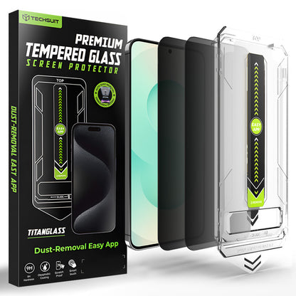 Privacy Screen Protector Techsuit TitanGlass CrystalHD for Samsung Galaxy S26 Plus S947, Tempered Glass, Full Glue, Set of 2 Pieces