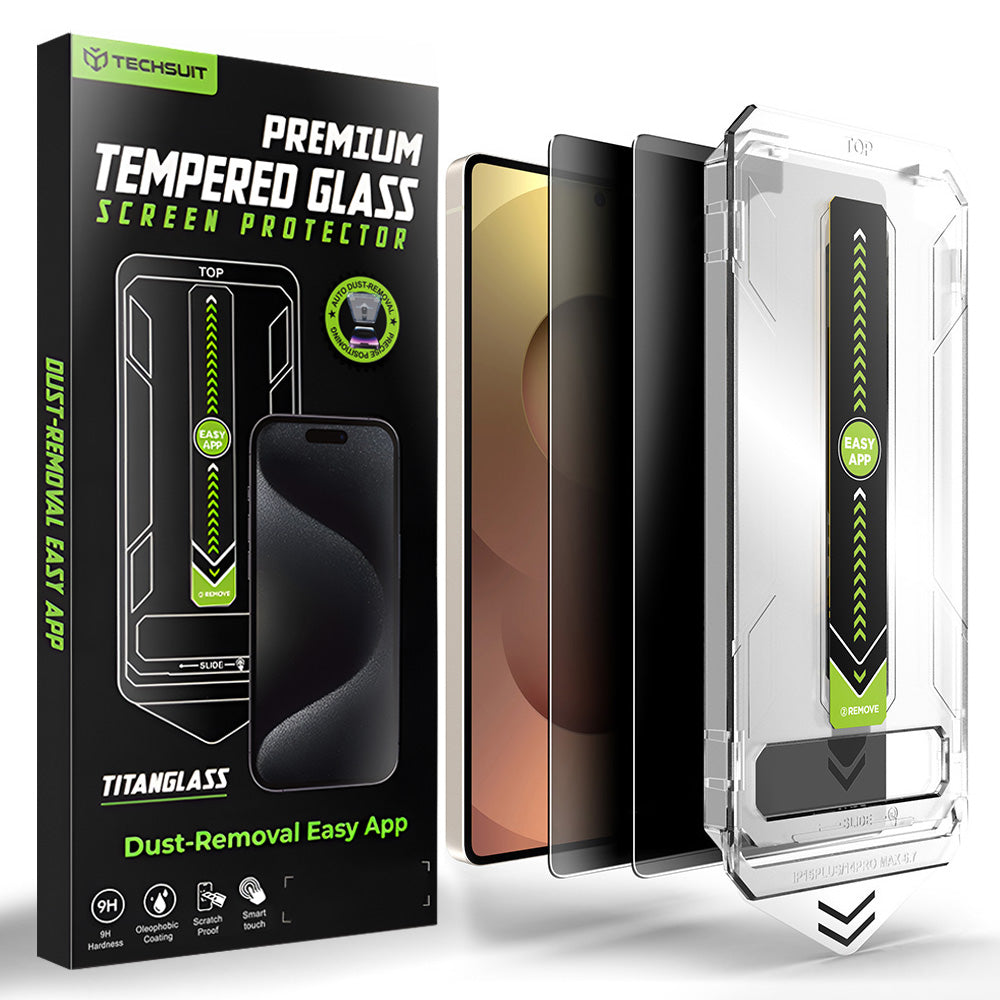 Screen Protector Privacy Techsuit TitanGlass CrystalHD for Samsung Galaxy S26 Ultra S948, Tempered Glass, Full Glue, Set of 2 Pieces