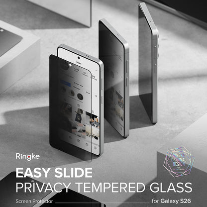 Προστατευτική Μεμβράνη Οθόνης Ringke Easy Slide για Samsung Galaxy S26 S942, Ενισχυμένο Γυαλί, Πλήρης Κόλληση, Σετ 2 τεμαχίων, Μαύρη