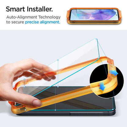 Προστατευτική μεμβράνη οθόνης Spigen GlastR Align Master για Samsung Galaxy A55 5G A556, Ασφαλισμένο γυαλί, Πλήρης κόλλα, Σετ 2 τεμαχίων AGL07775