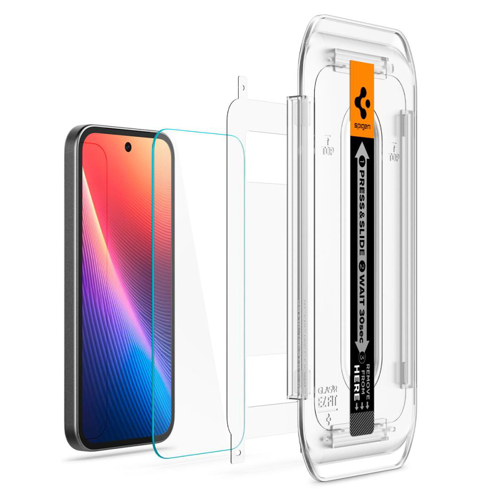Προστατευτική Μεμβράνη Οθόνης Spigen GlastR EZ FIT για Google Pixel 9a, Ενισχυμένο Γυαλί, Πλήρης Κόλληση, Σετ 2 τεμαχίων AGL08938