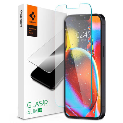 Spigen GlastR Slim Screen Protector for Apple iPhone 17e / 16e / 14 / 13 Pro, Tempered Glass, Full Glue AGL03391