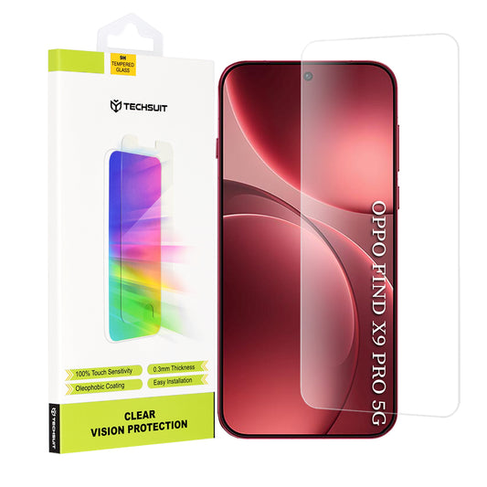 Techsuit Clear Vision Screen Protector for Oppo Find X9 Pro, Tempered Glass, Full Glue