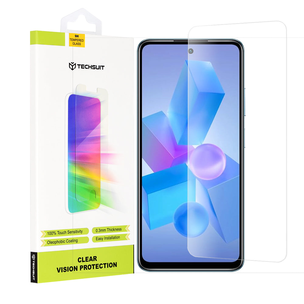 Προστατευτική μεμβράνη οθόνης Techsuit Clear Vision για Tecno Spark 20 Pro / Pova 5 Pro / Hot 40 / Hot 40 Pro, ασφαλισμένο γυαλί, πλήρης κόλλα