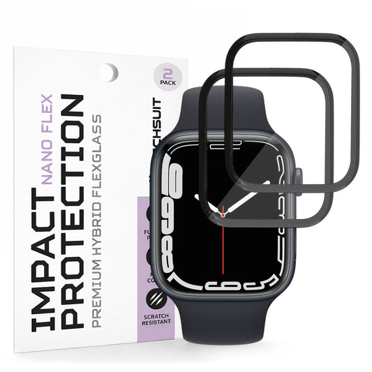 Προστατευτική Μεμβράνη Techsuit Nano Flex για Apple Watch Series 9 / 8 / 7 45mm, Πλαστικό, Σετ 2 τεμαχίων, Μαύρο