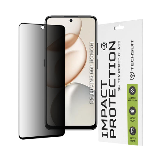 Προστατευτική Μεμβράνη Οθόνης Privacy Techsuit για Honor 400 Smart 4G / X7d 4G / 400 Smart 5G / X7c, Ενισχυμένο Γυαλί, Full Glue, 111D