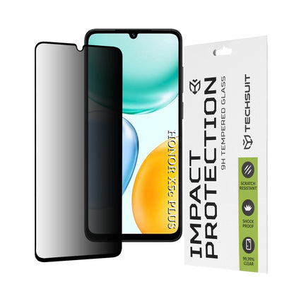 Privacy Techsuit Screen Protector for Honor X5c Plus, Tempered Glass, Full Glue, 111D