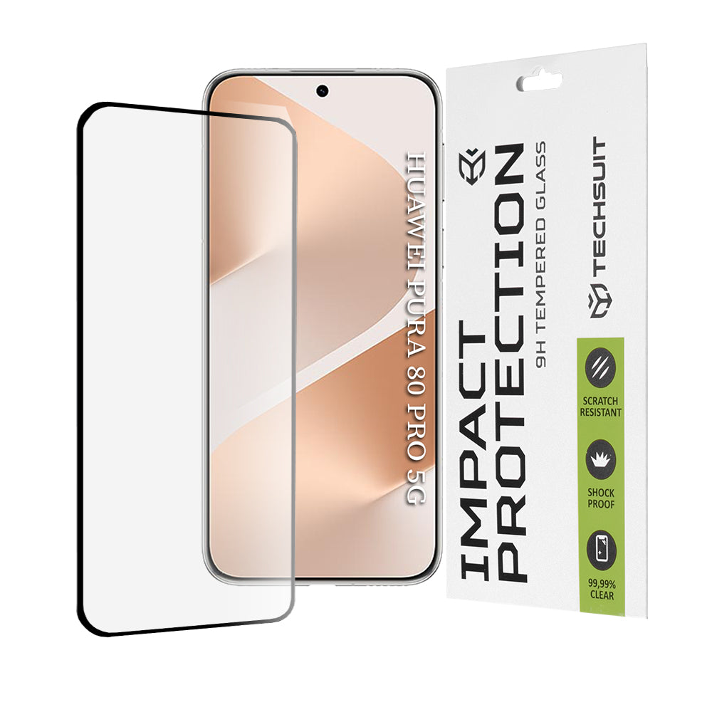 Techsuit Screen Protector Film for Huawei Pura 80 Pro, Tempered Glass, Full Glue, 111D, Black