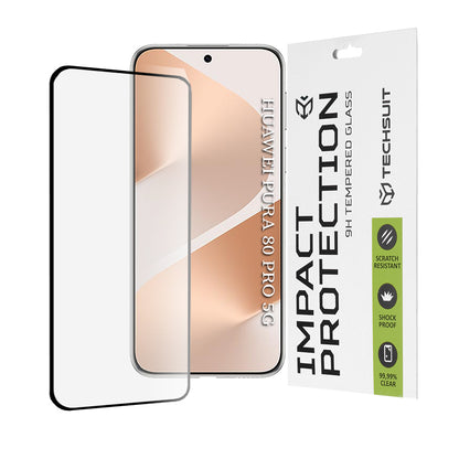 Techsuit Screen Protector Film for Huawei Pura 80 Pro, Tempered Glass, Full Glue, 111D, Black