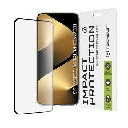 Techsuit Screen Protector Film for Huawei Pura 80 Ultra, Tempered Glass, Full Glue, 111D, Black