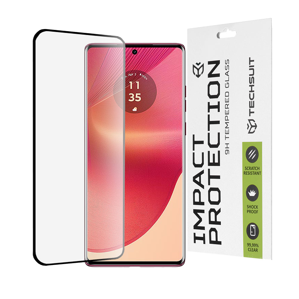 Techsuit Screen Protector Film for Motorola Edge 50 Fusion, Tempered Glass, Full Glue, 111D, Black