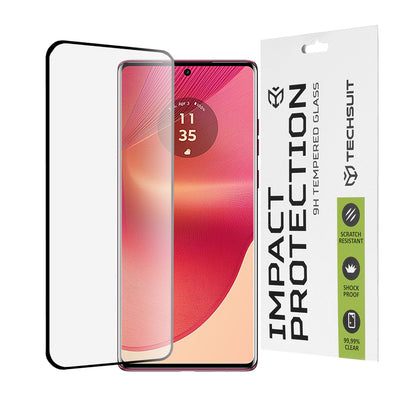 Techsuit Screen Protector Film for Motorola Edge 50 Fusion, Tempered Glass, Full Glue, 111D, Black