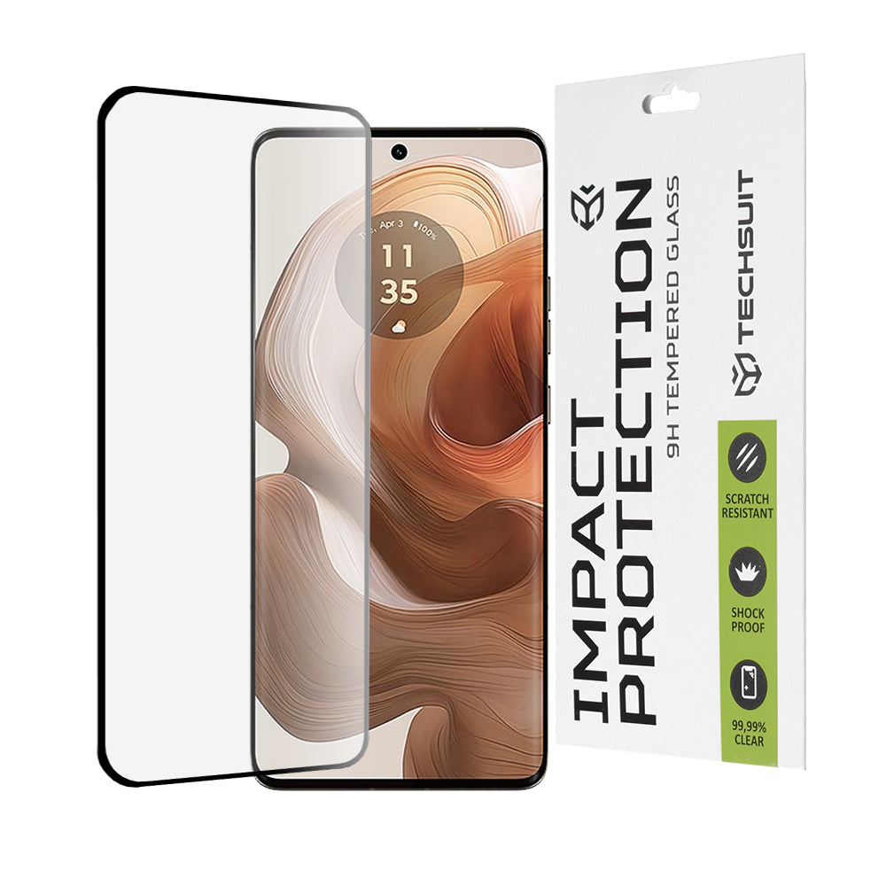 Techsuit Screen Protector Film for Motorola Edge 50 Ultra, Tempered Glass, Full Glue, 111D, Black