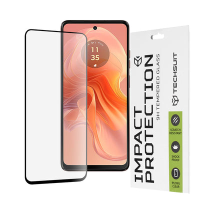 Προστατευτική μεμβράνη οθόνης Techsuit για Motorola Moto G04s / E14 / G24 Power / G04 / G24, Ασφαλισμένο γυαλί, Full Glue, 111D, Μαύρο