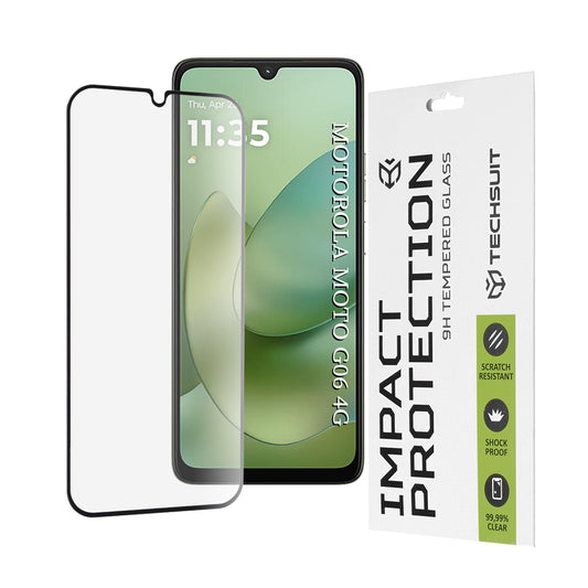 Προστατευτική Μεμβράνη Οθόνης Techsuit για Motorola Moto G06 Power / G06, Ενισχυμένο Γυαλί, Full Glue, 111D, Μαύρη
