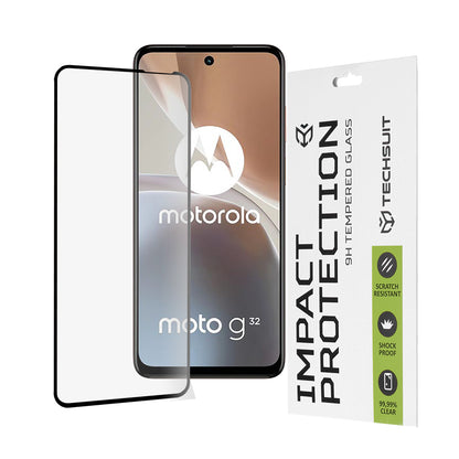 Προστατευτική μεμβράνη οθόνης Techsuit για Motorola Moto G32, ασφαλισμένο γυαλί, πλήρης κόλλα, 111D, μαύρο