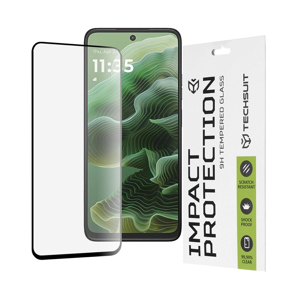 Techsuit Screen Protector Film for Motorola Moto G56 / G35, Tempered Glass, Full Glue, 111D, Black
