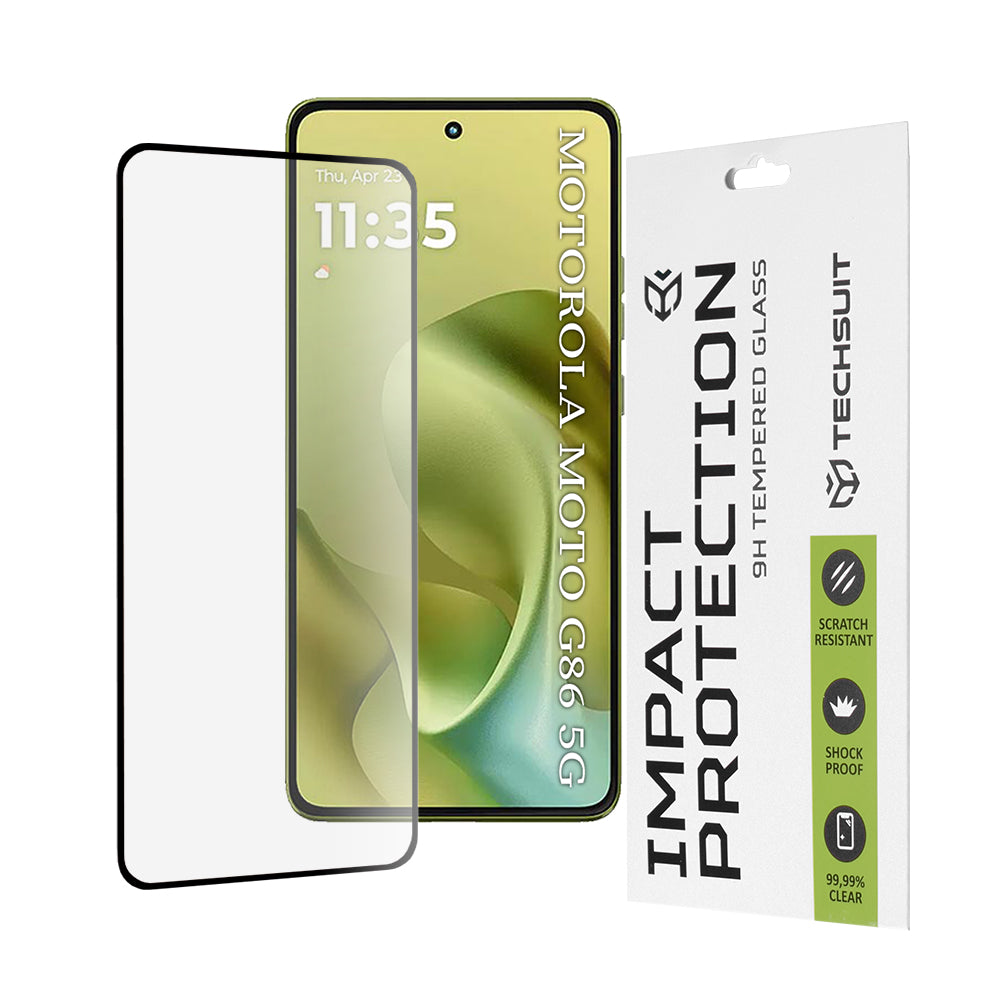 Techsuit Screen Protector Film for Motorola Moto G86, Tempered Glass, Full Glue, 111D, Black