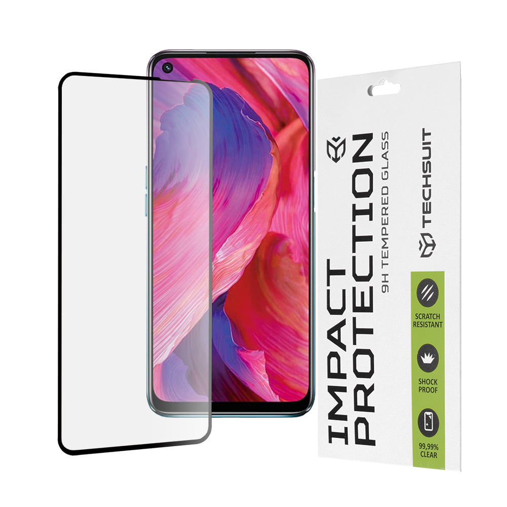 Techsuit Screen Protector Film for OnePlus Nord N200 5G / Oppo A74 5G / A54 5G, Tempered Glass, Full Glue, 111D, Black