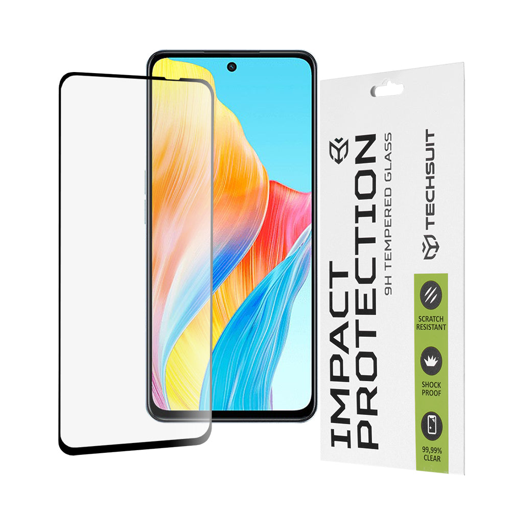 Προστατευτική μεμβράνη οθόνης Techsuit για OnePlus Nord N30 SE / Oppo A79 / A98 / A58 4G, Ασφαλισμένο γυαλί, Full Glue, 111D, Μαύρο