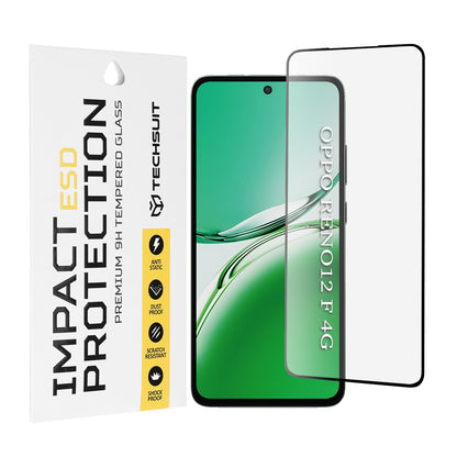 Προστατευτική μεμβράνη οθόνης Techsuit για Oppo Reno12 FS 5G / Reno12 FS 4G / Reno12 F 4G / Reno12 F, Ασφαλισμένο γυαλί, Πλήρης κόλλα, Μαύρο
