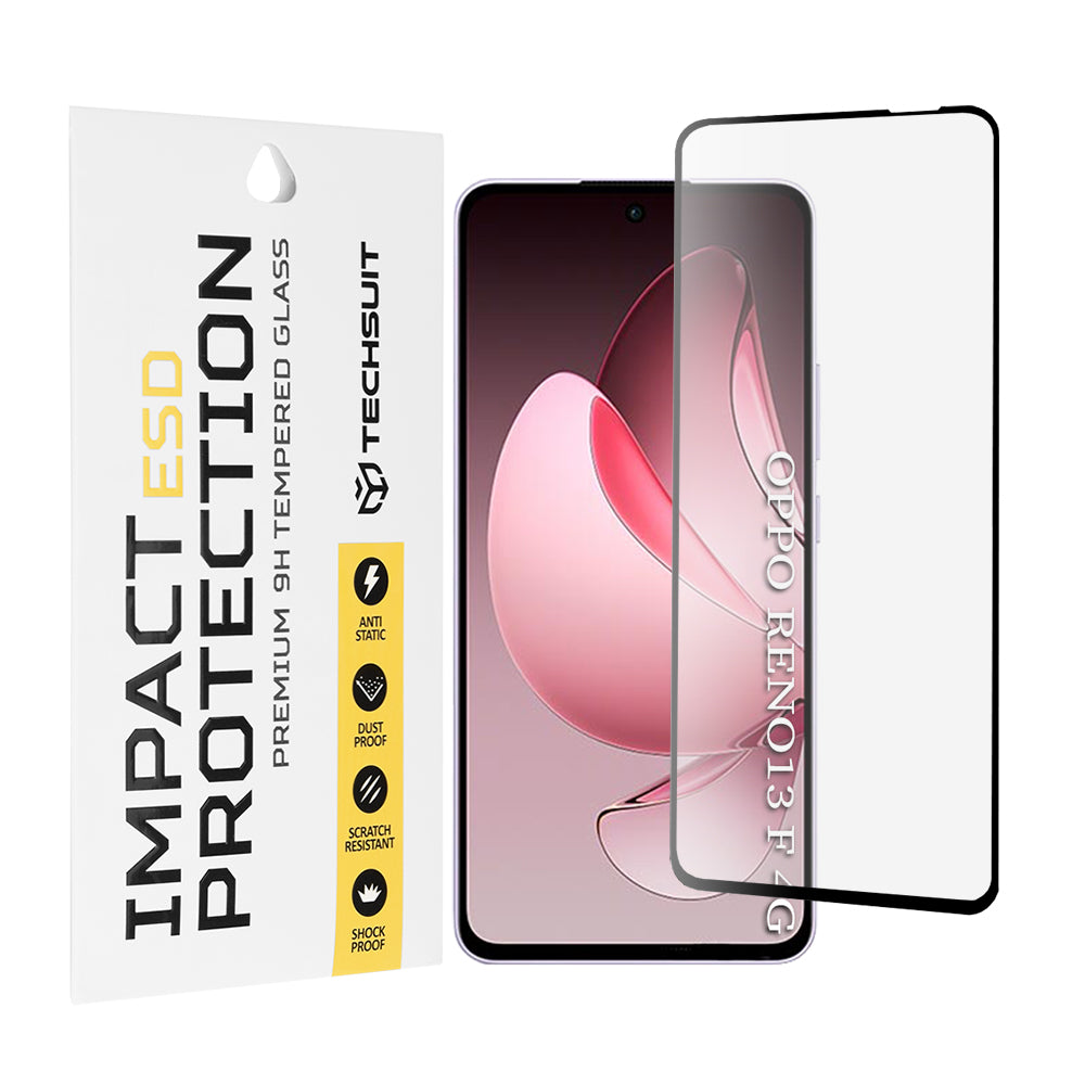 Techsuit Screen Protector Film for Oppo Reno13 FS 5G / Reno13 F 4G / Reno13 F, Tempered Glass, Full Glue, Black