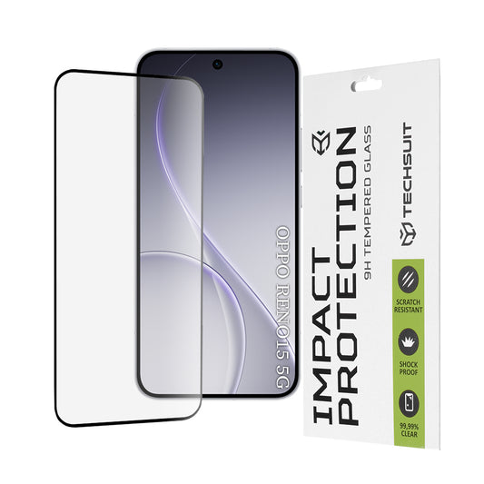 Techsuit Screen Protector for Oppo Reno15, Tempered Glass, Full Glue, 111D, Black