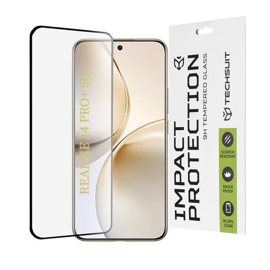 Προστατευτική μεμβράνη οθόνης Techsuit για Realme 14 Pro+, Ασφαλισμένο γυαλί, Full Glue, 111D, Μαύρο