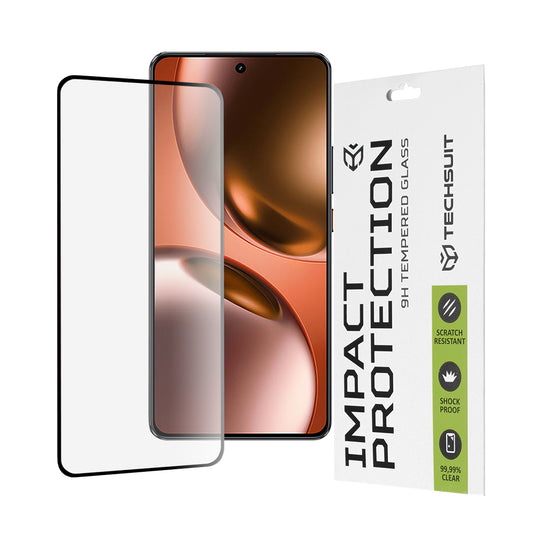 Προστατευτική μεμβράνη οθόνης Techsuit για Realme GT 7, Ασφαλισμένο γυαλί, Full Glue, 111D, Μαύρο