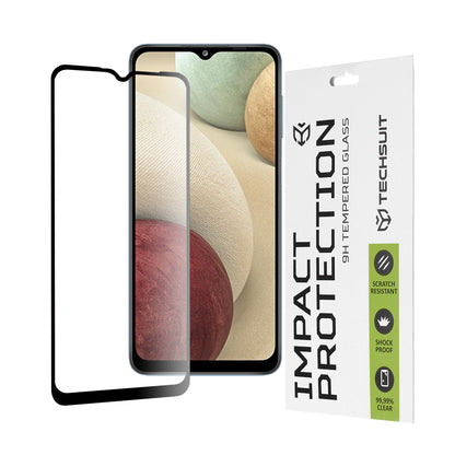Techsuit Screen Protector Film for Samsung Galaxy F12 F127 / A12 Nacho A127 / M02 M022 / M12 M127, Tempered Glass, Full Glue, 111D, Black