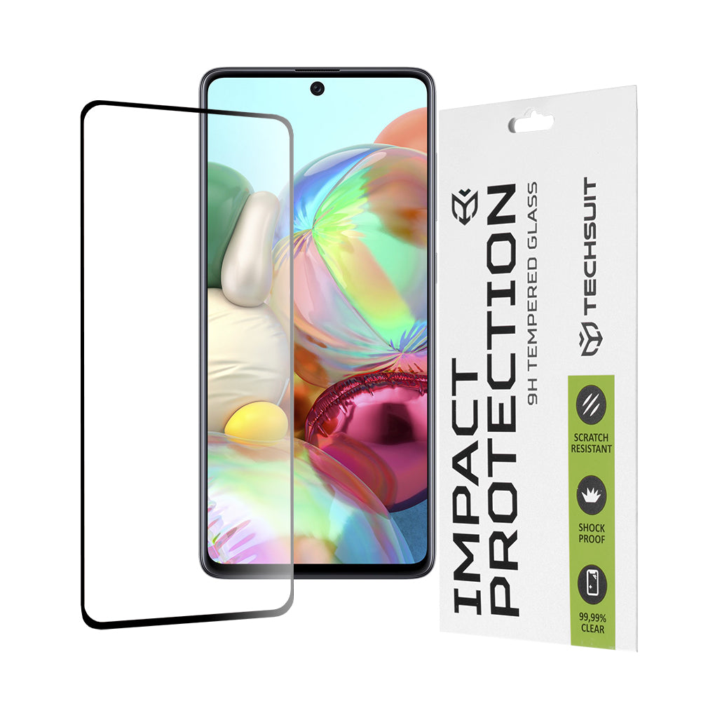 Techsuit Screen Protector Film for Samsung Galaxy M51 M515 / A71 5G A716 / Note10 Lite N770, Tempered Glass, Full Glue, 111D, Black