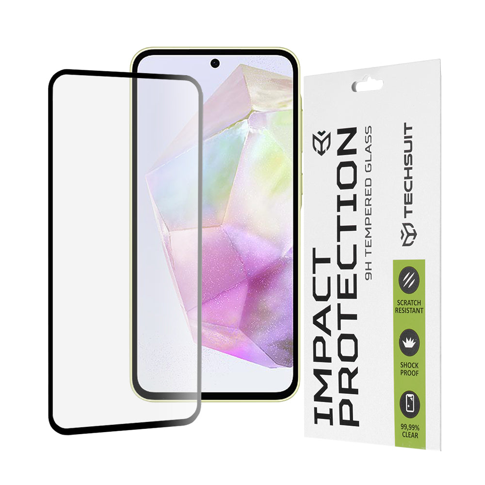 Techsuit Screen Protector Film for Samsung Galaxy M56 M566 / M35 / A55 5G A556 / A35 5G A356, Tempered Glass, Full Glue, 111D, Black
