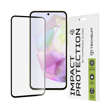 Techsuit Screen Protector Film for Samsung Galaxy M56 M566 / M35 / A55 5G A556 / A35 5G A356, Tempered Glass, Full Glue, 111D, Black