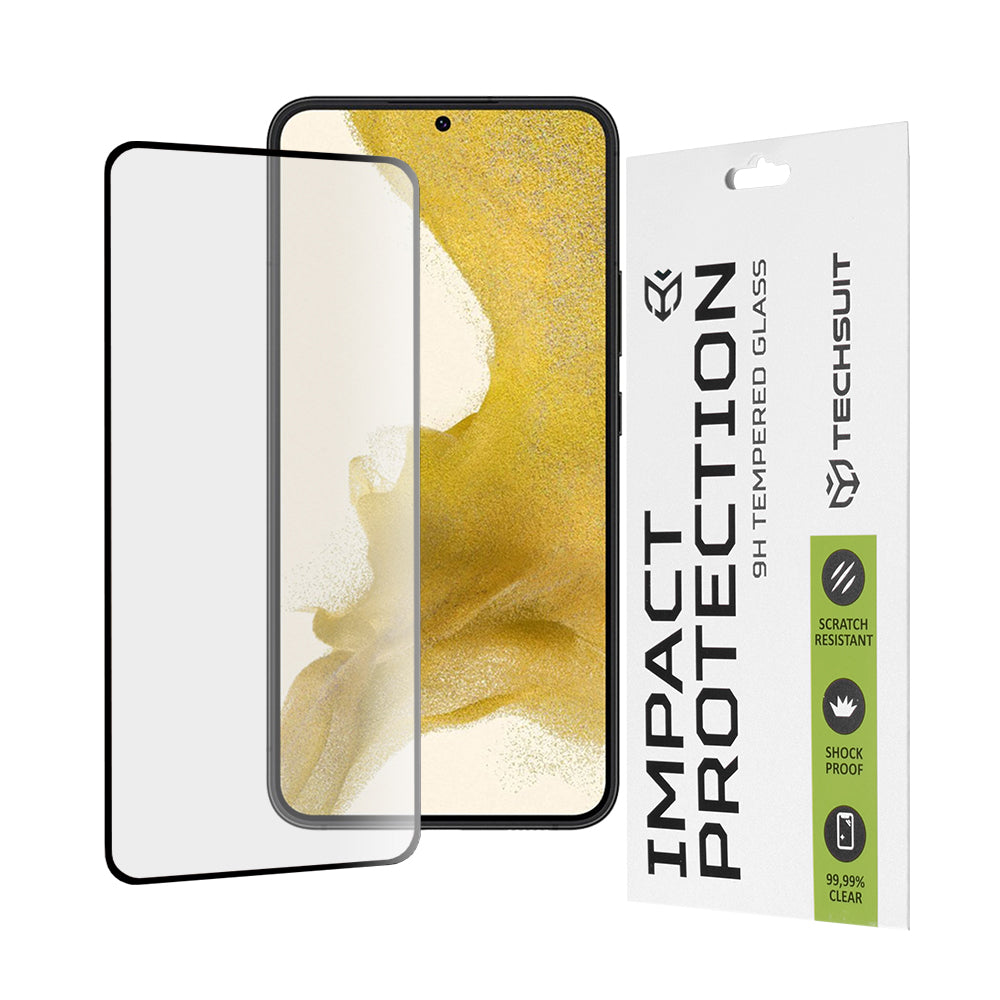 Techsuit Screen Protector Film for Samsung Galaxy S23+ S916 / S22+ 5G S906, Tempered Glass, Full Glue, 111D, Black