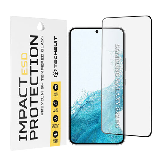Προστατευτική μεμβράνη οθόνης Techsuit για Samsung Galaxy S23 S911 / S22 5G S901, Ασφαλισμένο γυαλί, Πλήρης κόλλα, Μαύρο